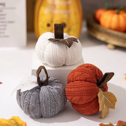 Knitted Soft Wool Pumpkin Ornament for Home Thanksgiving Harvest Decoration