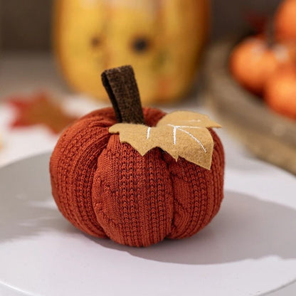 Knitted Soft Wool Pumpkin Ornament for Home Thanksgiving Harvest Decoration