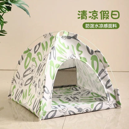 Pet Tent Bed Cat and Dog House Semi-Enclosed Canvas Cave with Removable Cushion for Small to Large Pets