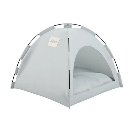 Pet Tent Bed Cat and Dog House Semi-Enclosed Canvas Cave with Removable Cushion for Small to Large Pets