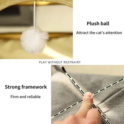 Pet Tent Bed Cat and Dog House Semi-Enclosed Canvas Cave with Removable Cushion for Small to Large Pets