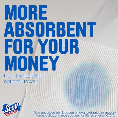 Paper Towels, A-Sheet, 6 Double Rolls, Lint Free and Highly Absorbent for Kitchen Cleaning