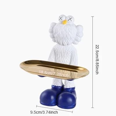 Decorative Bear Figurine Key Storage Tray for Home Entry and Living Room