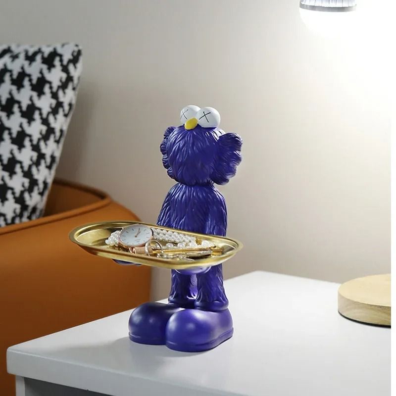 Decorative Bear Figurine Key Storage Tray for Home Entry and Living Room