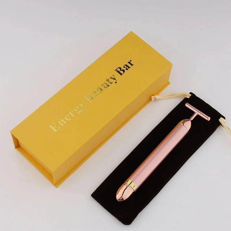 24K Gold Beauty Roller Vibrating Face Massager for Skin Tightening and Lifting