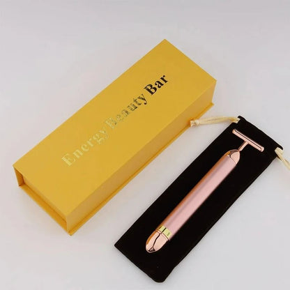 24K Gold Beauty Roller Vibrating Face Massager for Skin Tightening and Lifting