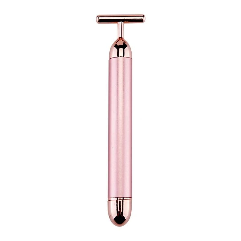 24K Gold Beauty Roller Vibrating Face Massager for Skin Tightening and Lifting