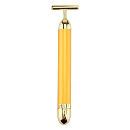 24K Gold Beauty Roller Vibrating Face Massager for Skin Tightening and Lifting