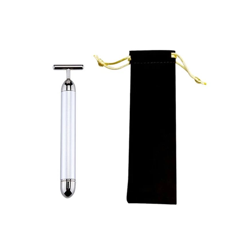 24K Gold Beauty Roller Vibrating Face Massager for Skin Tightening and Lifting