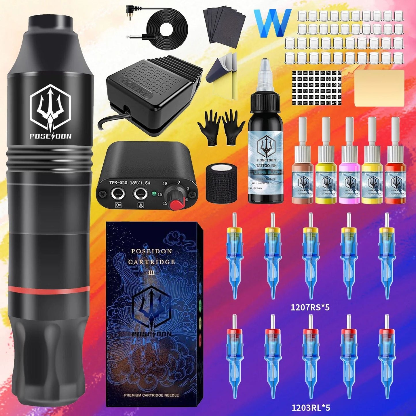 Professional Wireless Tattoo Pen Kit – 3-in-1 Permanent Makeup and Tattoo Machine Set with Power Supply, Needles and Acc