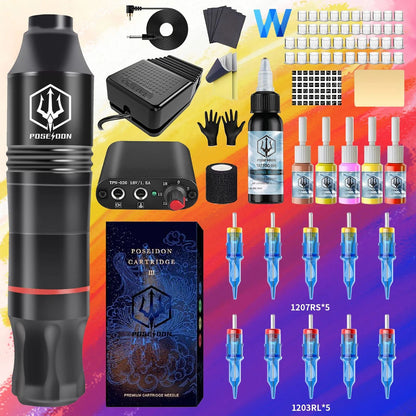 Professional Wireless Tattoo Pen Kit – 3-in-1 Permanent Makeup and Tattoo Machine Set with Power Supply, Needles and Acc