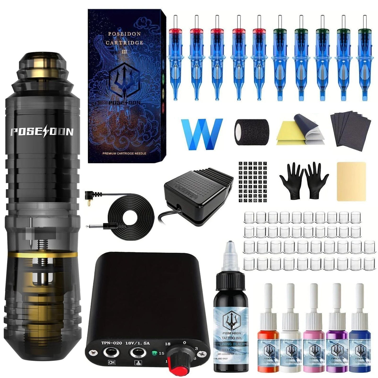 Professional Wireless Tattoo Pen Kit – 3-in-1 Permanent Makeup and Tattoo Machine Set with Power Supply, Needles and Acc