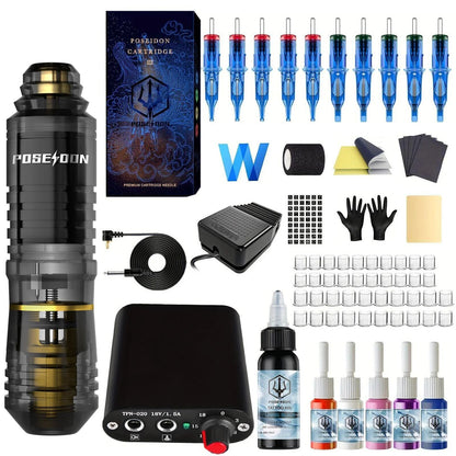 Professional Wireless Tattoo Pen Kit – 3-in-1 Permanent Makeup and Tattoo Machine Set with Power Supply, Needles and Acc