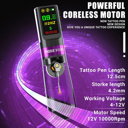 Professional Wireless Tattoo Pen Kit – 3-in-1 Permanent Makeup and Tattoo Machine Set with Power Supply, Needles and Acc