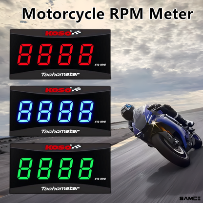 Motorcycle RPM Mini Meter, Universal LCD Digital Tachometer Gauge, Engine Tach Meter Display