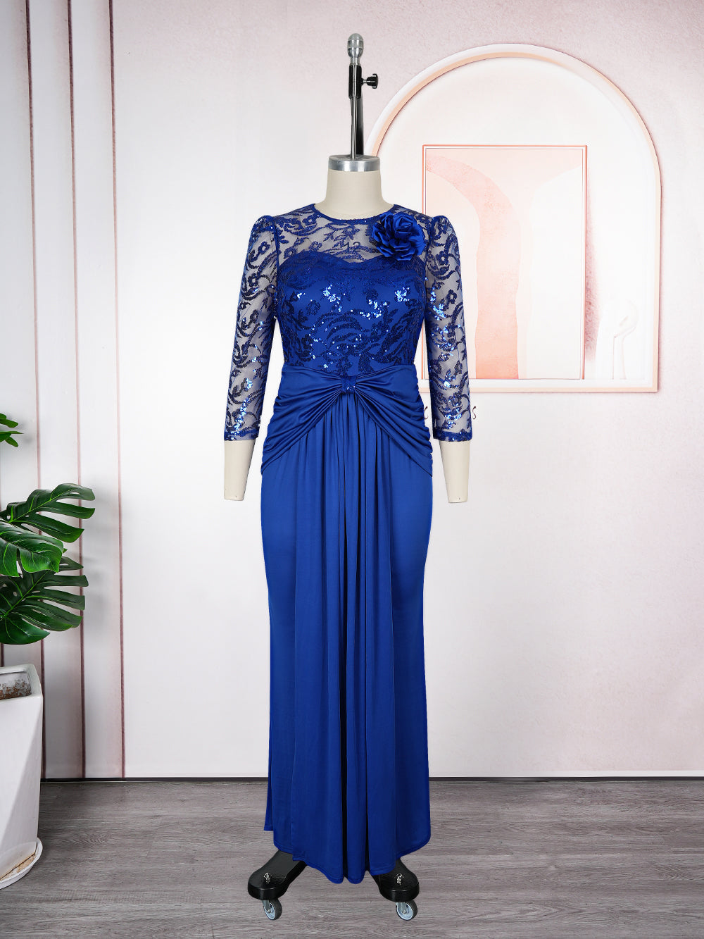 Elegant Dashiki Sequin Party Dress, Sexy Bodycon Long Gown, for Muslim Wedding and Evening