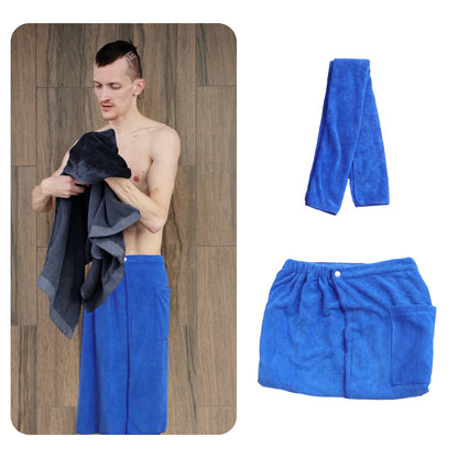 Mens Microfiber Bath Towel, Soft, Wearable Bath Skirt, Highly Absorbent, Home Bathrobe for Men, Comfortable Bathroom