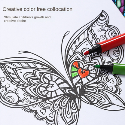 Spiral Binding Kids Coloring Book, Single Side Mandala, Animal, and Butterfly Designs, Removable Pages for Watercolour