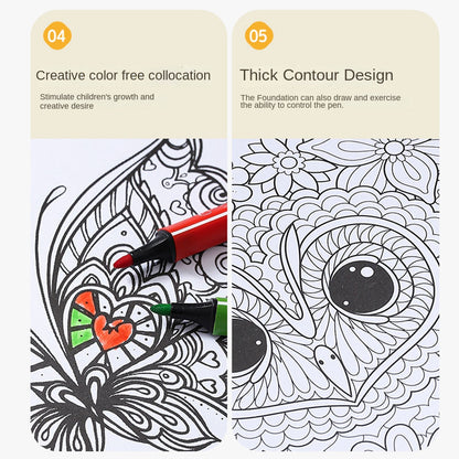 Spiral Binding Kids Coloring Book, Single Side Mandala, Animal, and Butterfly Designs, Removable Pages for Watercolour