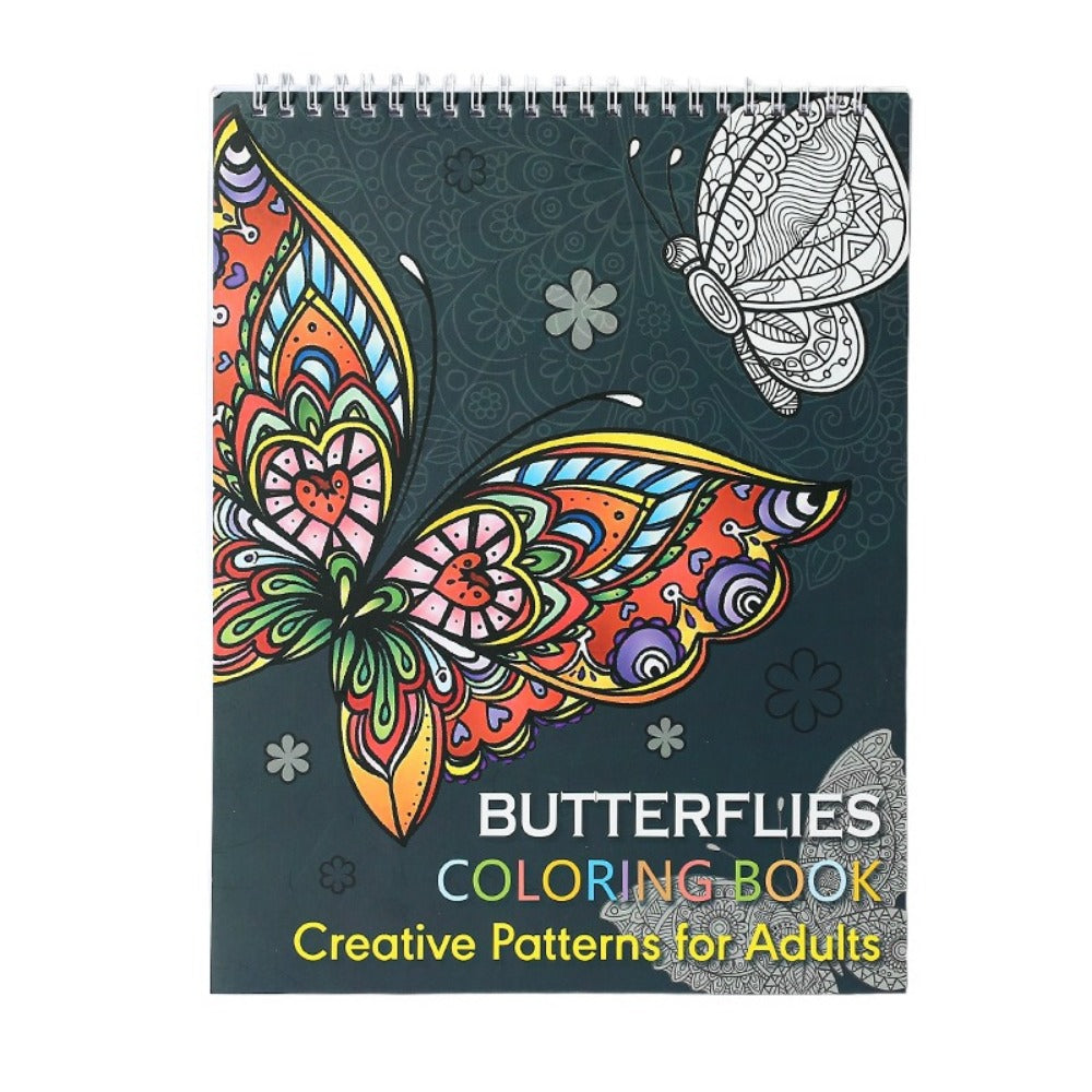 Spiral Binding Kids Coloring Book, Single Side Mandala, Animal, and Butterfly Designs, Removable Pages for Watercolour