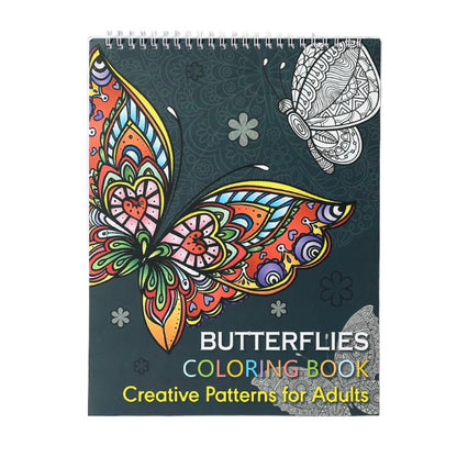 Spiral Binding Kids Coloring Book, Single Side Mandala, Animal, and Butterfly Designs, Removable Pages for Watercolour