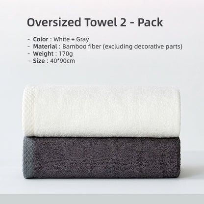 Luxury Bamboo Fiber Towels Set, Bathroom Towels, Thick Absorbent Washcloth and Face Towel for Adults
