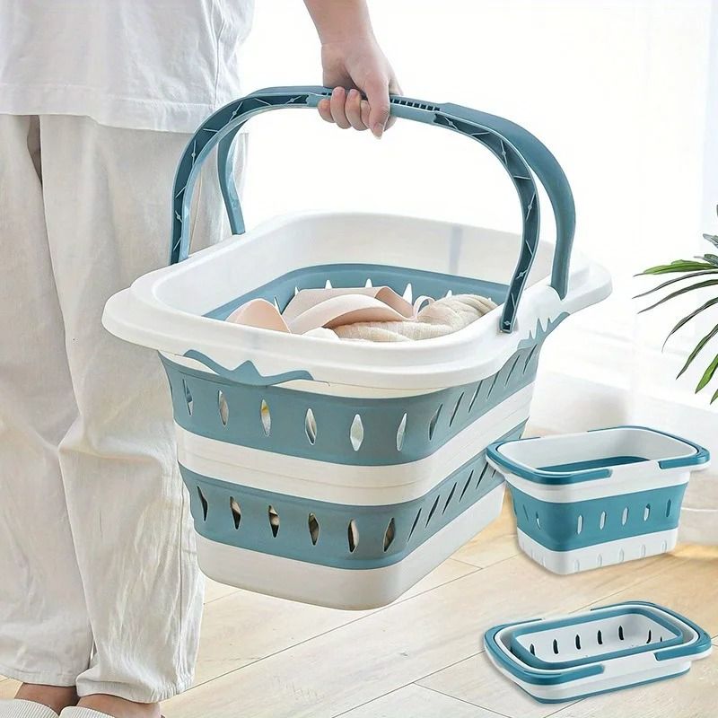 Foldable Laundry Basket with Handle Portable Space Saving Tub