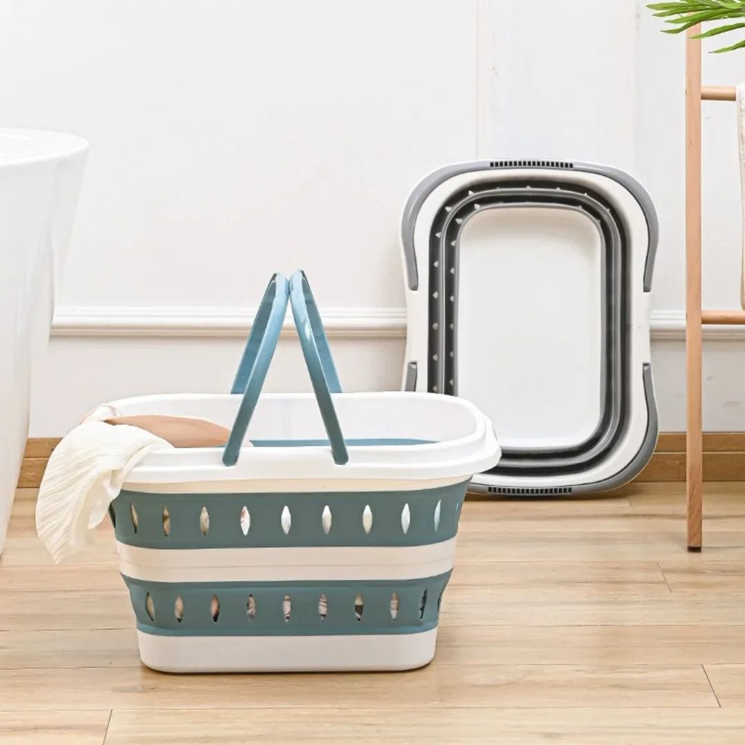 Foldable Laundry Basket with Handle Portable Space Saving Tub