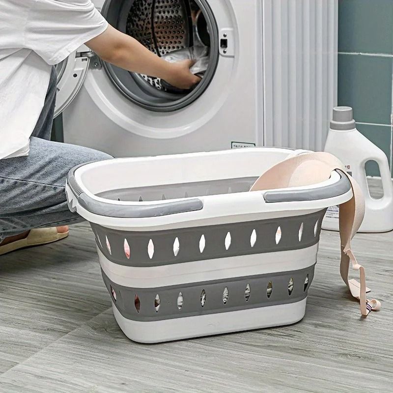 Foldable Laundry Basket with Handle Portable Space Saving Tub