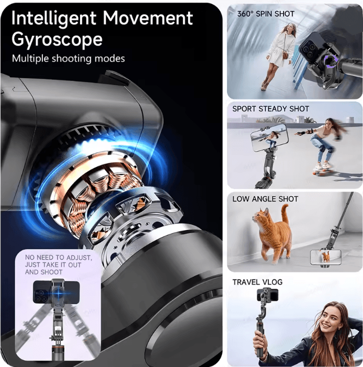C22 Smart AI Face Tracking Gimbal Stabilizer with Tripod