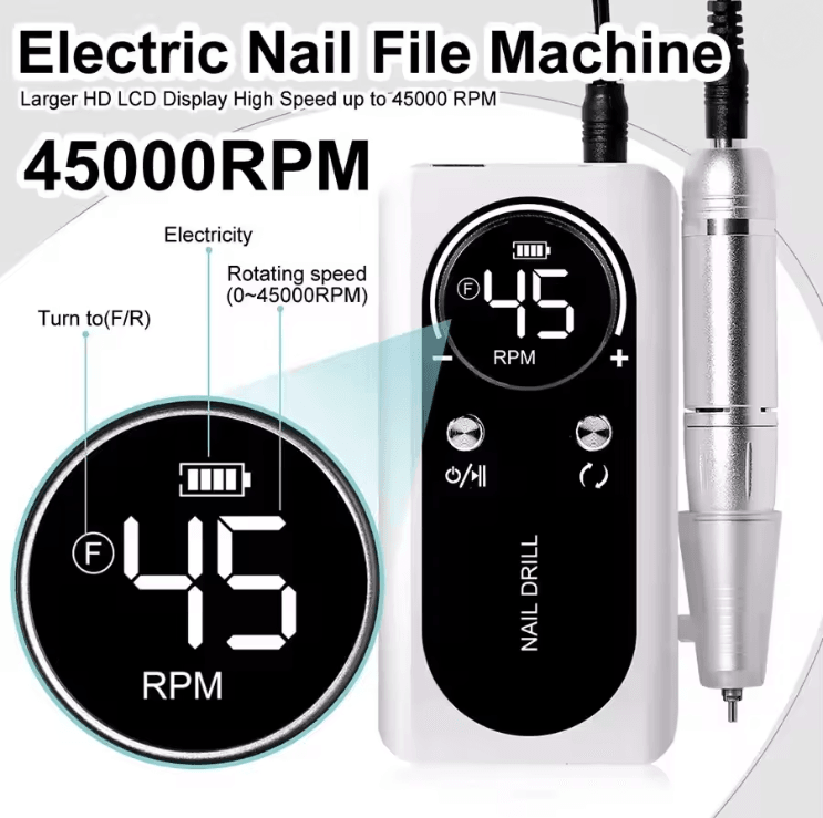 ProNail 45000RPM Electric Nail Drill Machine Rechargeable and Portable