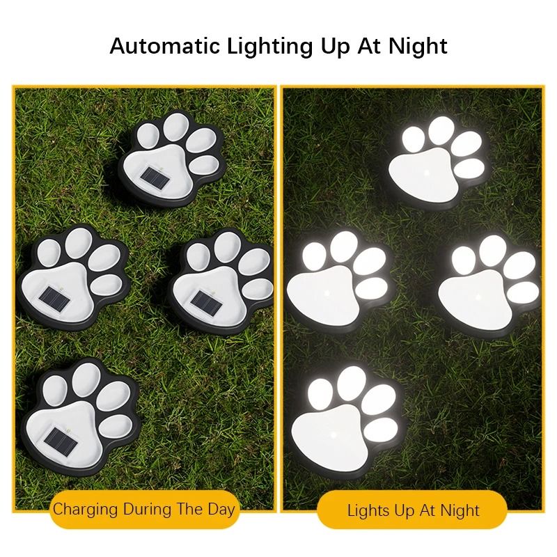 LED Solar Dog Paw Ground Lights for Garden and Yard Decoration
