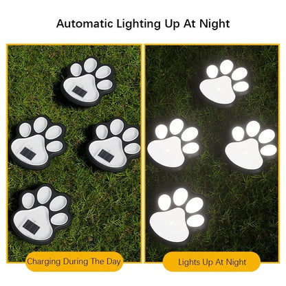 LED Solar Dog Paw Ground Lights for Garden and Yard Decoration