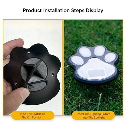 LED Solar Dog Paw Ground Lights for Garden and Yard Decoration