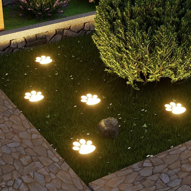 LED Solar Dog Paw Ground Lights for Garden and Yard Decoration
