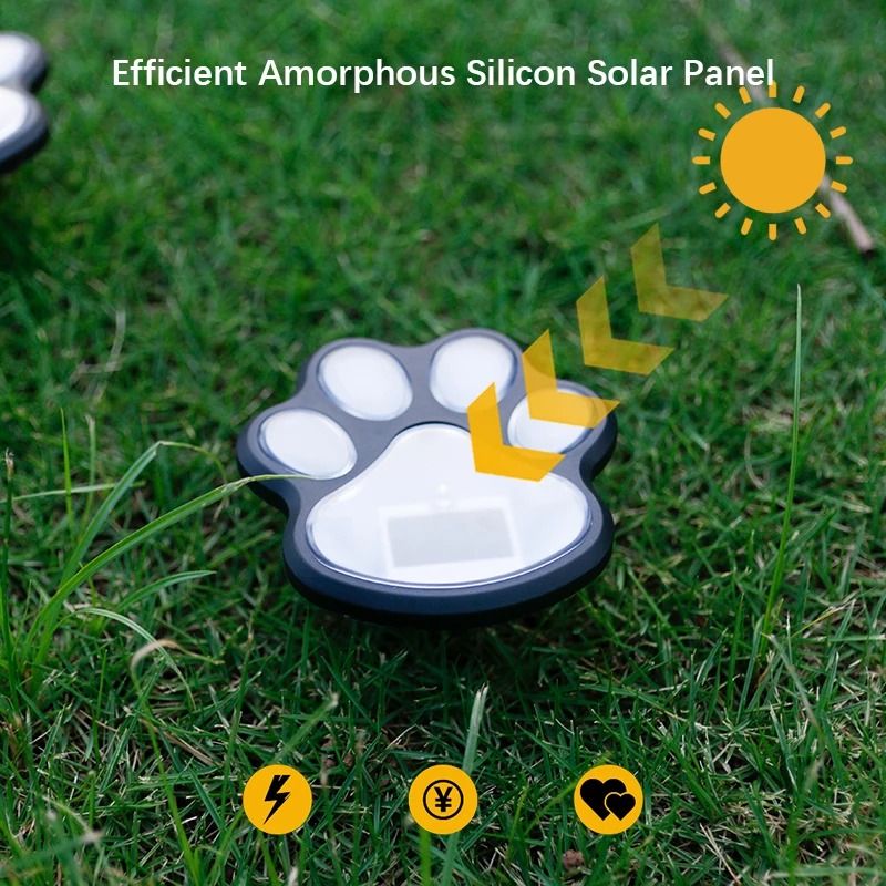 LED Solar Dog Paw Ground Lights for Garden and Yard Decoration