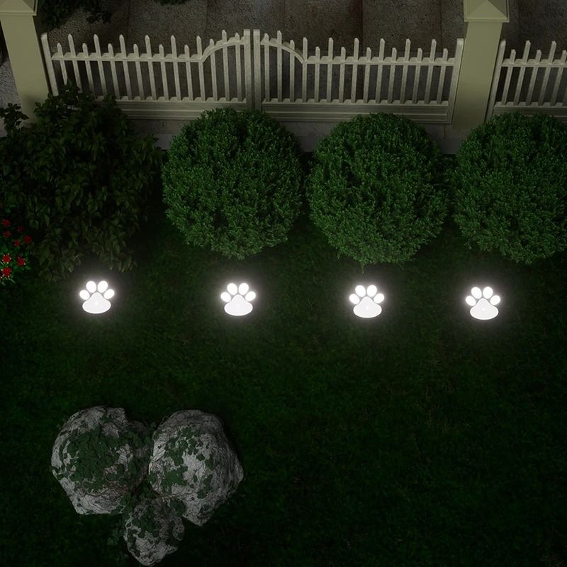 LED Solar Dog Paw Ground Lights for Garden and Yard Decoration