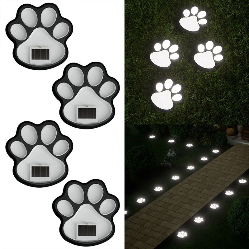 LED Solar Dog Paw Ground Lights for Garden and Yard Decoration