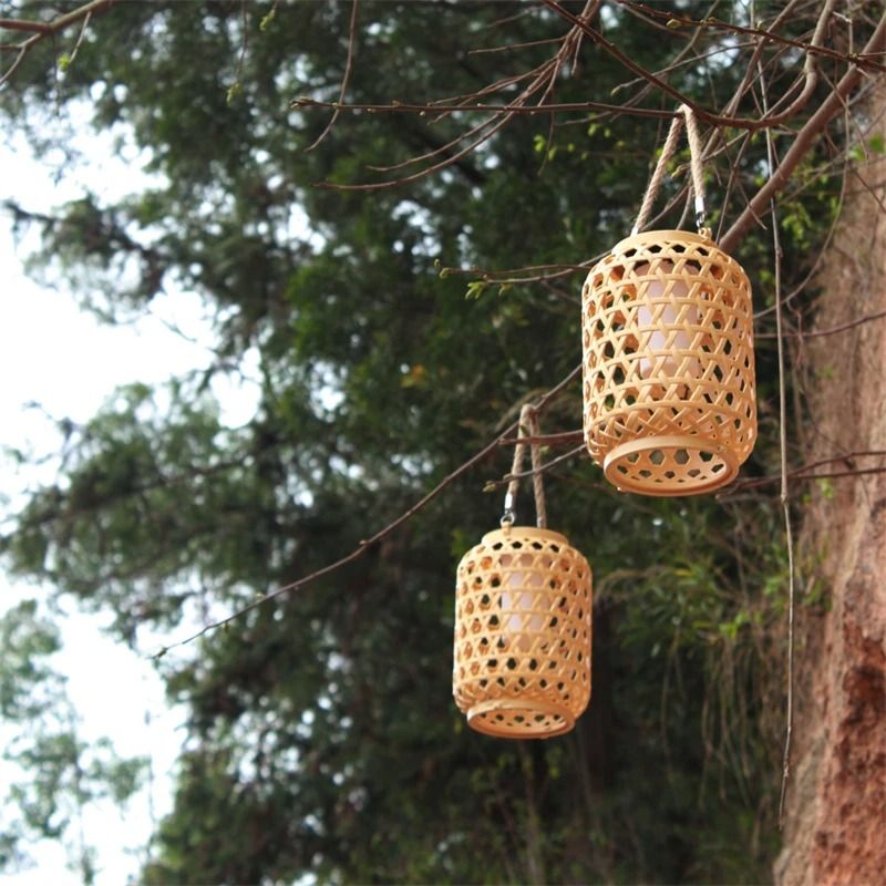 Solar Bamboo Woven Lantern for Outdoor Garden and Patio Decor
