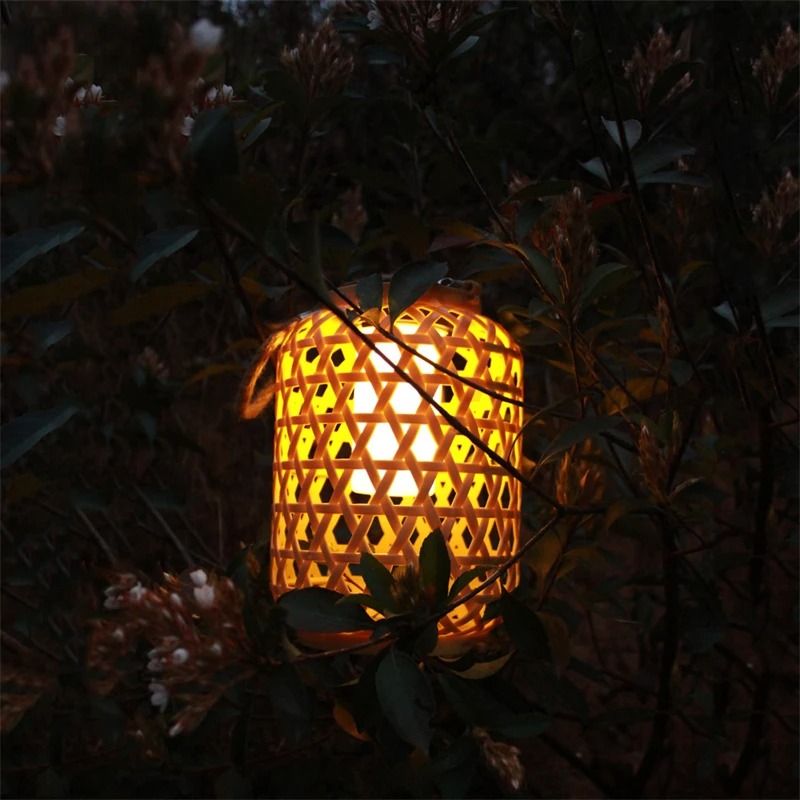 Solar Bamboo Woven Lantern for Outdoor Garden and Patio Decor