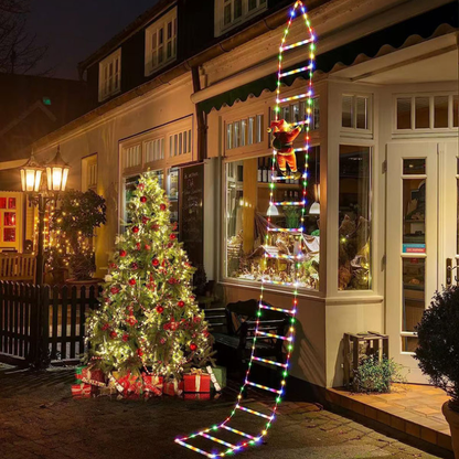 Climbing Santa LED Ladder Lights – 1 Plug-In Fairy Christmas Decoration Warm White/Multicolor, 8 Modes