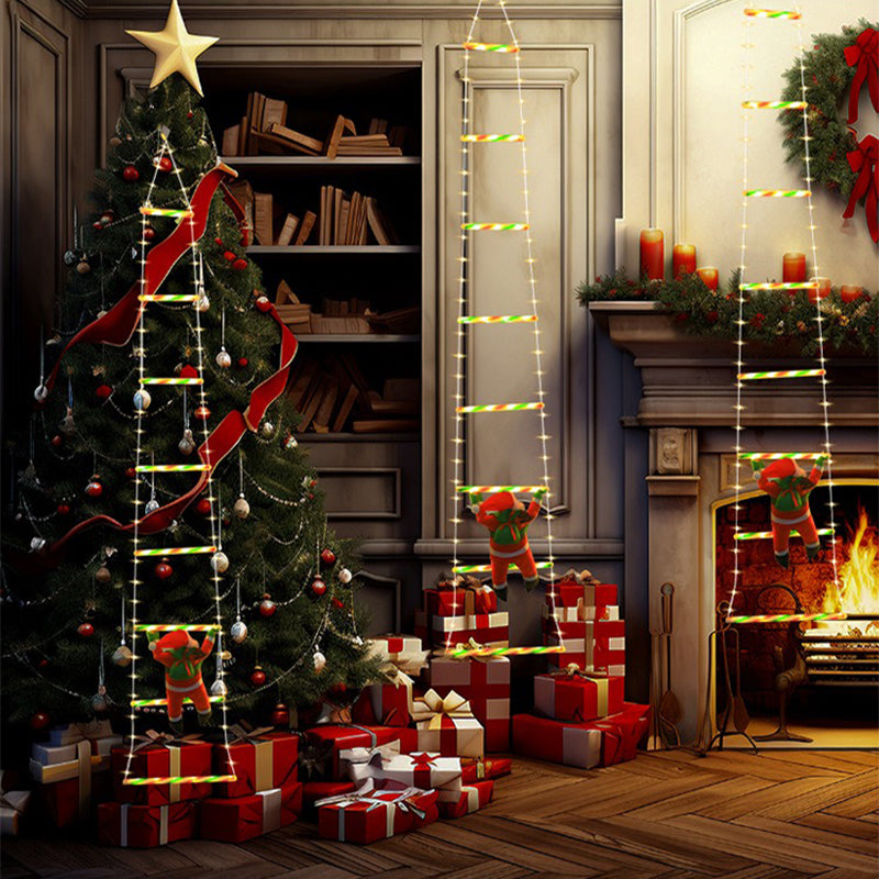 Climbing Santa LED Ladder Lights – 1 Plug-In Fairy Christmas Decoration Warm White/Multicolor, 8 Modes