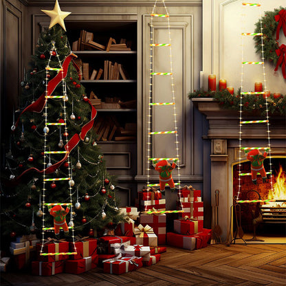 Climbing Santa LED Ladder Lights – 1 Plug-In Fairy Christmas Decoration Warm White/Multicolor, 8 Modes