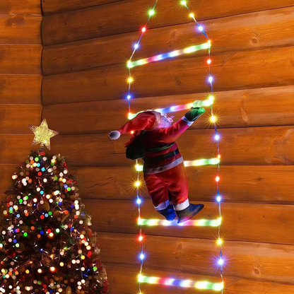 Climbing Santa LED Ladder Lights – 1 Plug-In Fairy Christmas Decoration Warm White/Multicolor, 8 Modes
