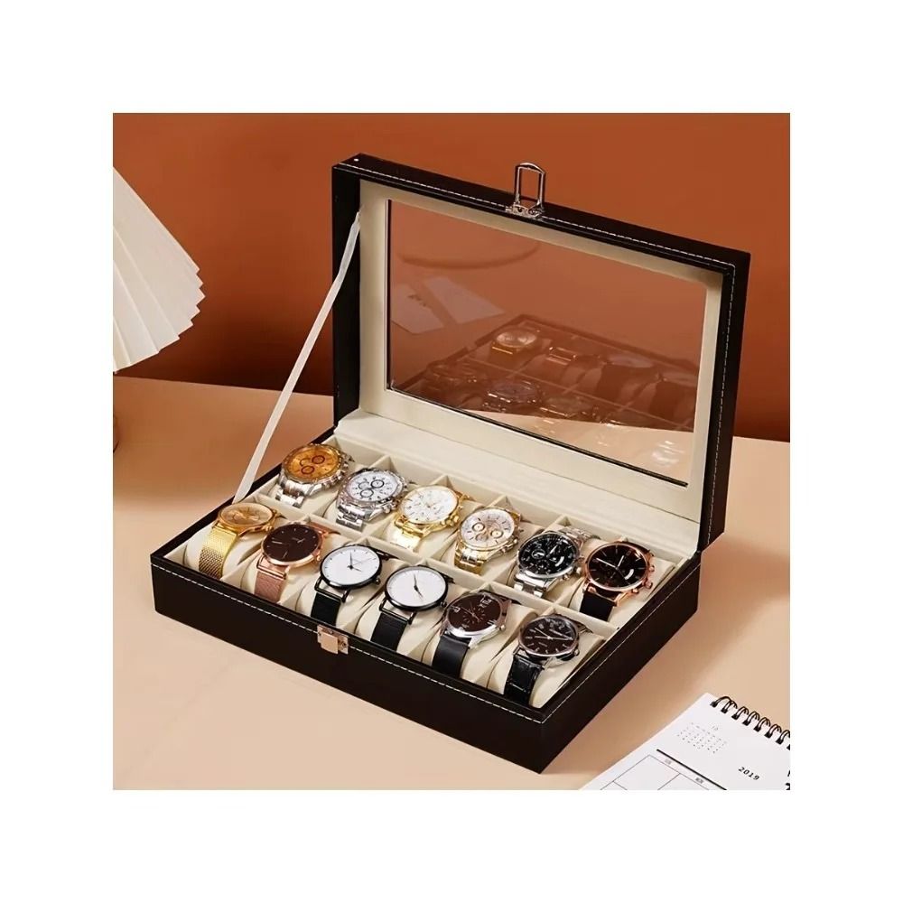 12 Slot Watch Organizer with Lock and Removable Pillows