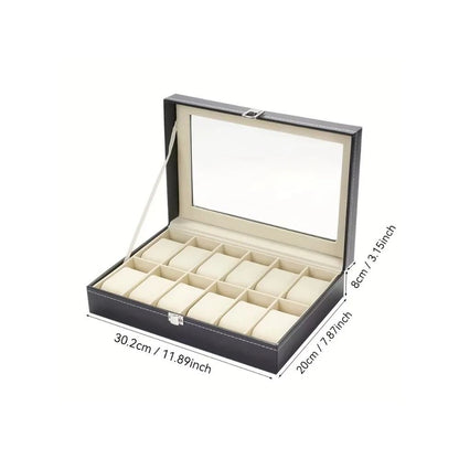 12 Slot Watch Organizer with Lock and Removable Pillows