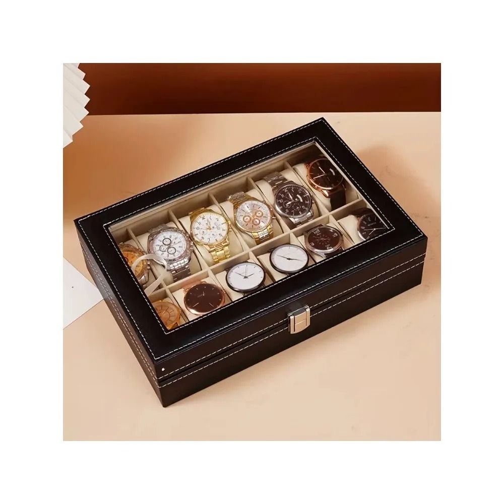 12 Slot Watch Organizer with Lock and Removable Pillows