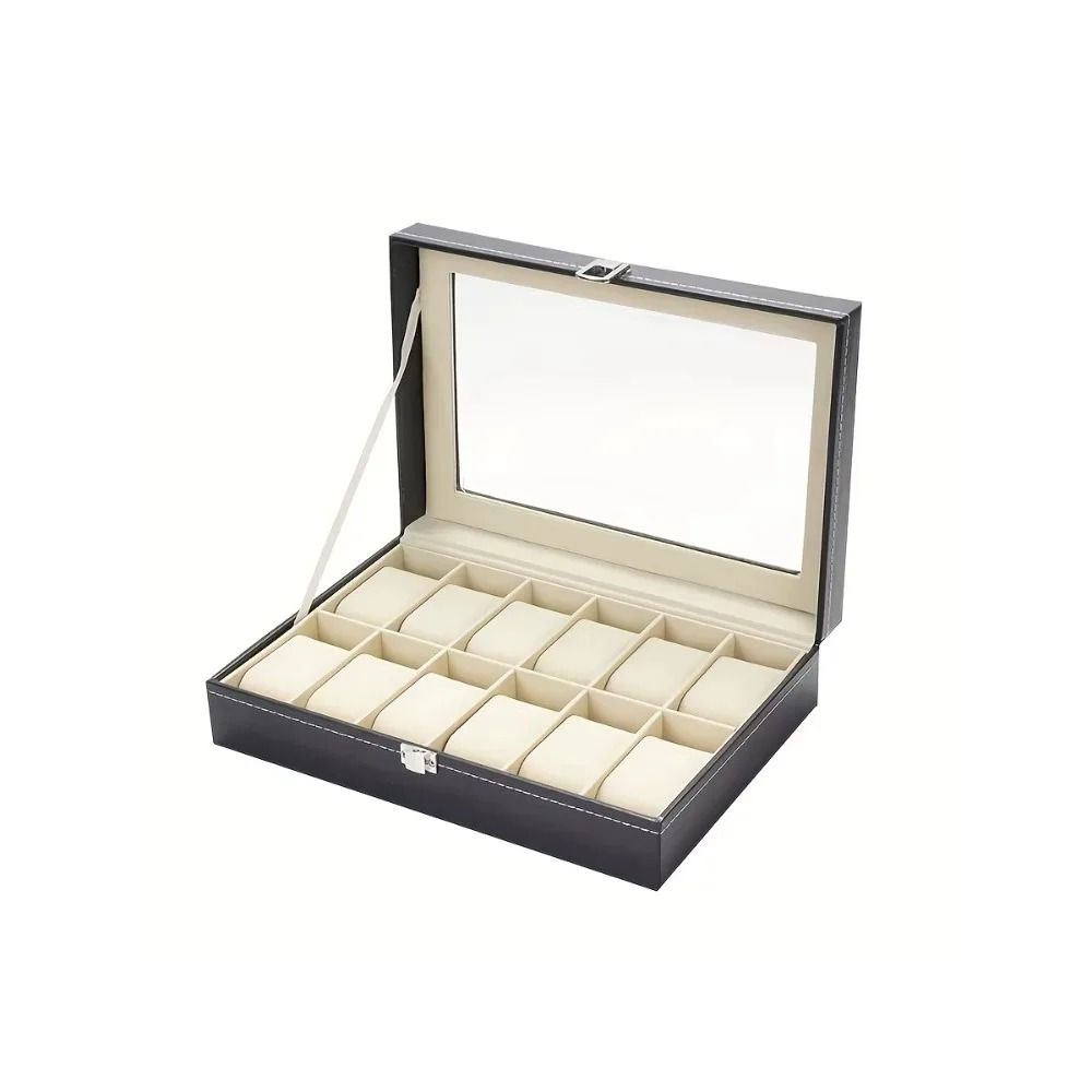 12 Slot Watch Organizer with Lock and Removable Pillows