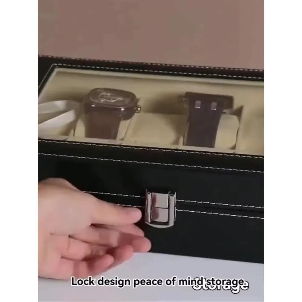 12 Slot Watch Organizer with Lock and Removable Pillows