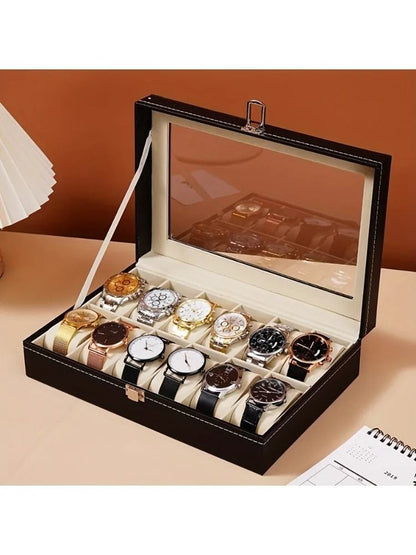12 Slot Watch Organizer with Lock and Removable Pillows